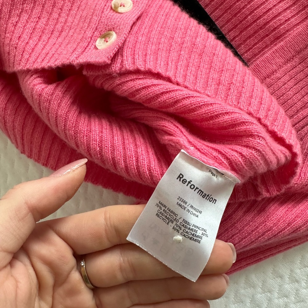 Reformation Pink Ribbed Cardigan - Picture 5 of 9
